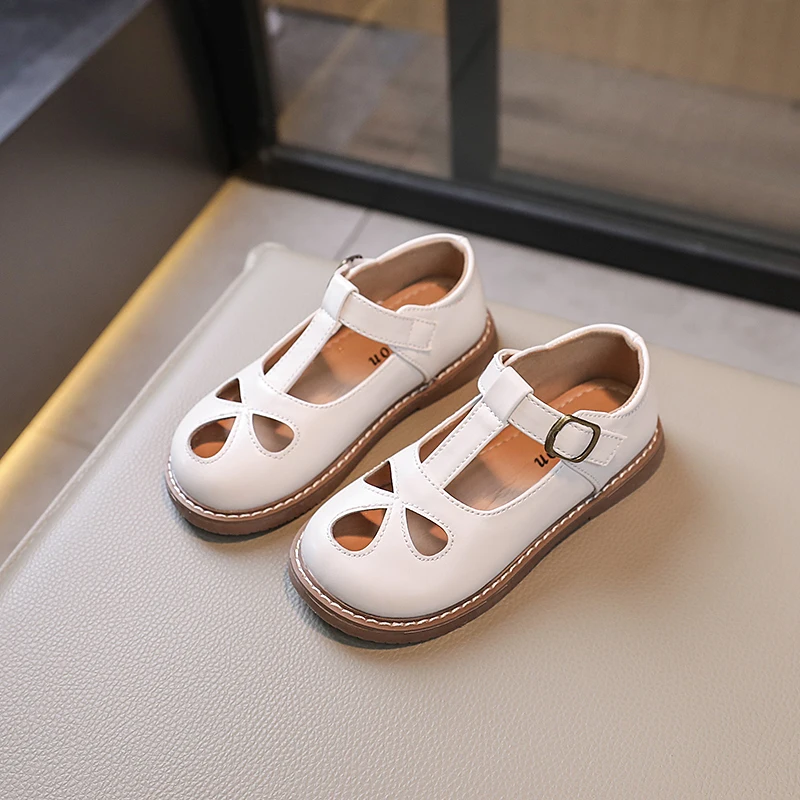 summer fashion big girl water drop hollow shallow mouth all soft soled small leather shoes leather shoes girls shoes girls flats