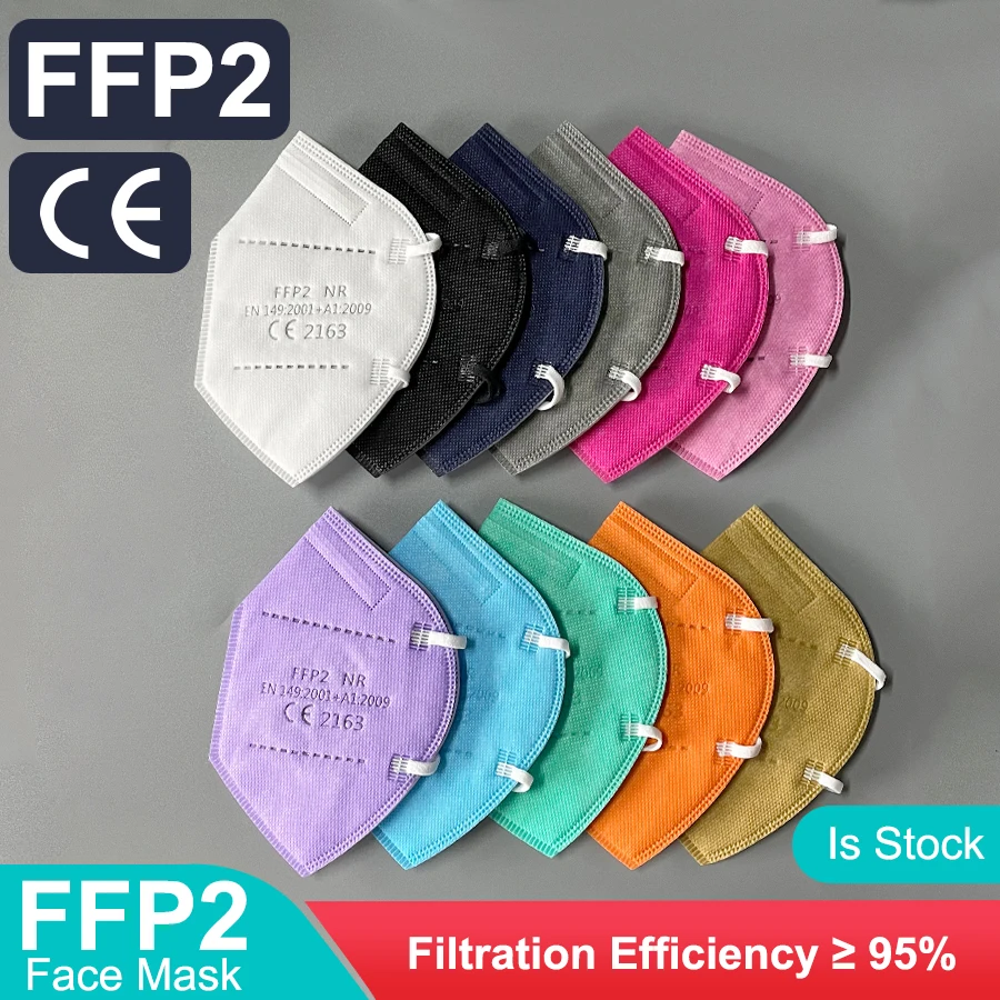 

10-200PCS FFP2 Mask 5 Layers CE FPP2 Mask Face Mask FPP2 Approved Mascarillas fpp2 certified Black And White Reusable KN95 Mask