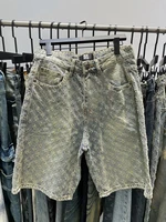 Fashion Casual Summer Light Blue Distressed Men Denim Shorts Smart Straight Leg Loosen Male High Street Niche Design Tide Shorts 1