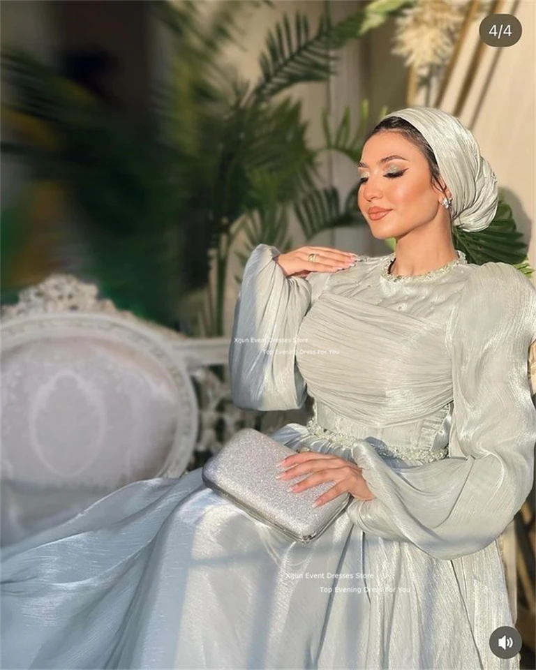 Xijun-女性のための控えめなウエディングドレス,モロッコのカフタン,イブニングドレス,ロング,フォーマル,サウジアラビア,ドバイ,カスタム Xijun-シルクサテンプロムドレス,モロッコのカフタン,イブニングドレス