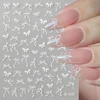 1Sheet Pink/White/Black Bow 5D Nail Art Stickers Bowknot Self-Adhesive Slider Romantic Lace Ribbon Valentine's Manicure Decals * 3