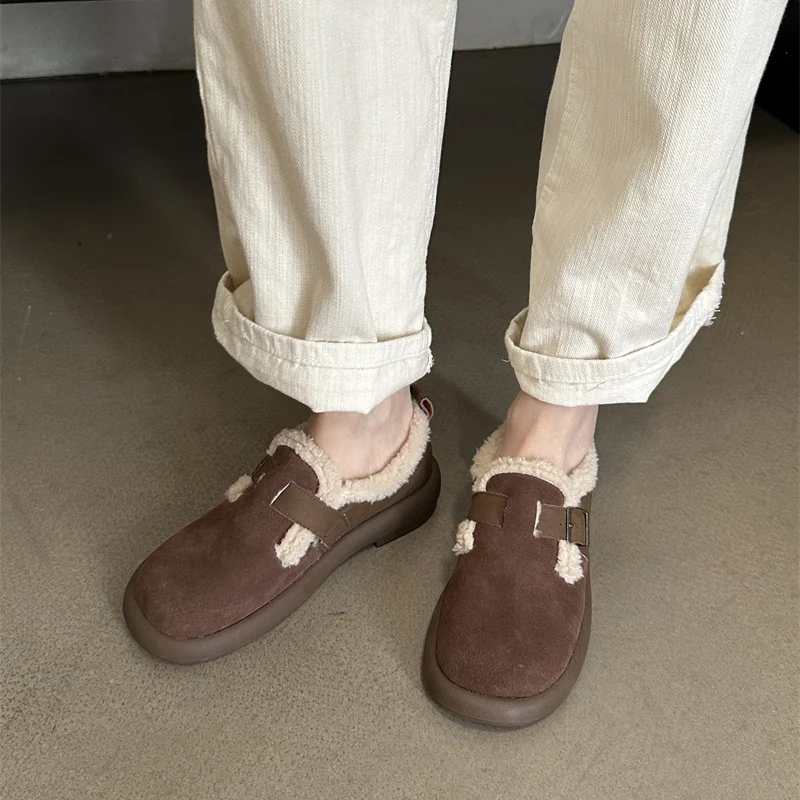 Snow Women Boots Fashion Real Wool Shoes Slip On Platform Shoes For Women Ankle Boots Waterproof Plush Winter Shoes Botas Mujer