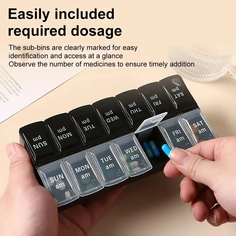Pill Organizer 14 Grids Pills Container Storage Tablets Vitamins Medicine Fish Oils New Weekly Portable Travel Pill Cases Box 7 Days Organizer