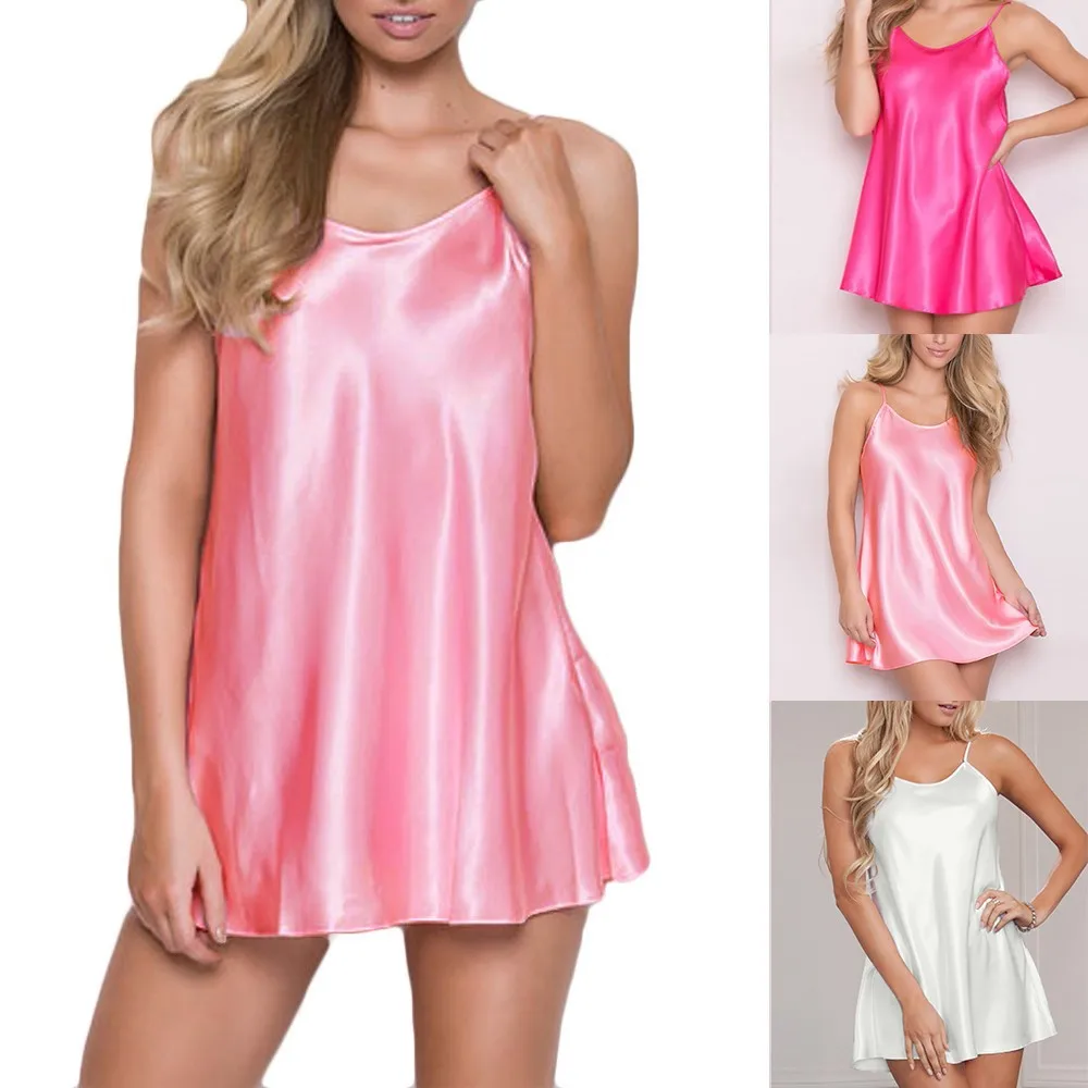 Women's Small Fresh Short Dress Home Casual Breathable Pajamas Nightdress Plus Size Sexy Lingerie Imitation Silk Home Wear