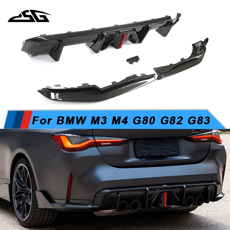 

Dry Carbon Fiber Rear Lip Diffuser For BMW M3 G80 M4 G82 G83 Coupe JC Style Back Bumper Spoiler With Light Diffuser Separator