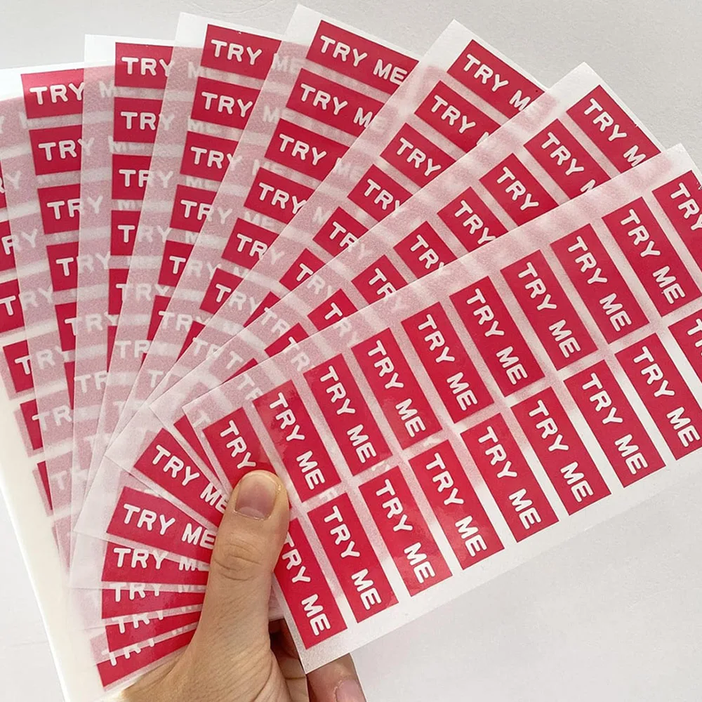 Try Me Stickers Tester Sample Label for Cosmetics Pink Sample Stickers 1.25x0.5inch 500Pcs
