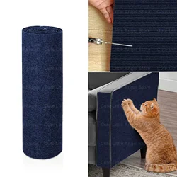 Durable Self - Adhesive Sisal Cat Scratch Mat - Customizable Furniture Protector - 30x200CM (Dark Blue)