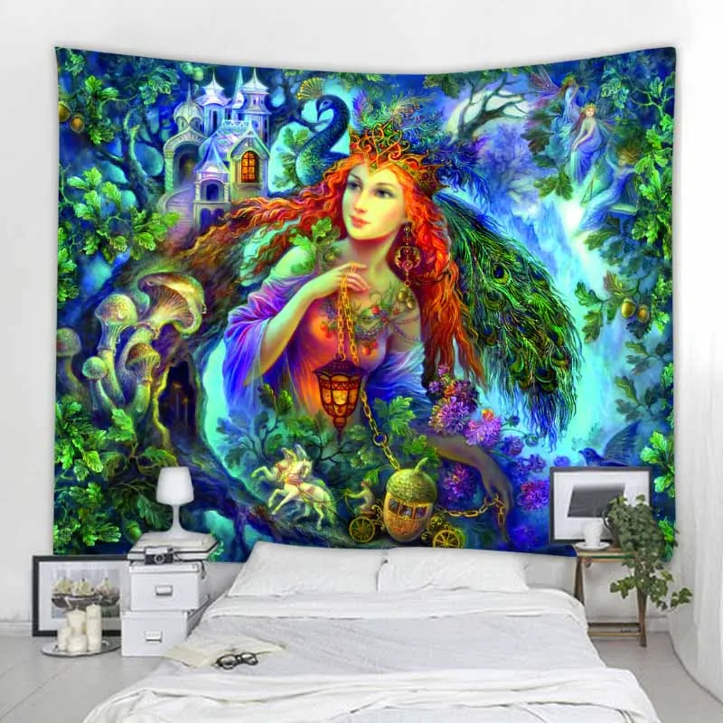 

Tapestry Dreamy Vintage Goddess Tapestry Wall Hanging Boho Wall Decor Home Room Decoratons Art Hippie Mandala Psychedelic Scene