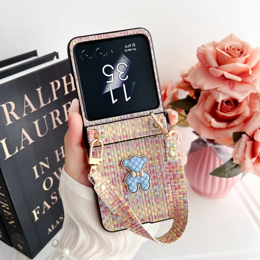 Premium Weave Pattern Bracelet Hinge Folding Shockproof Hard Cover