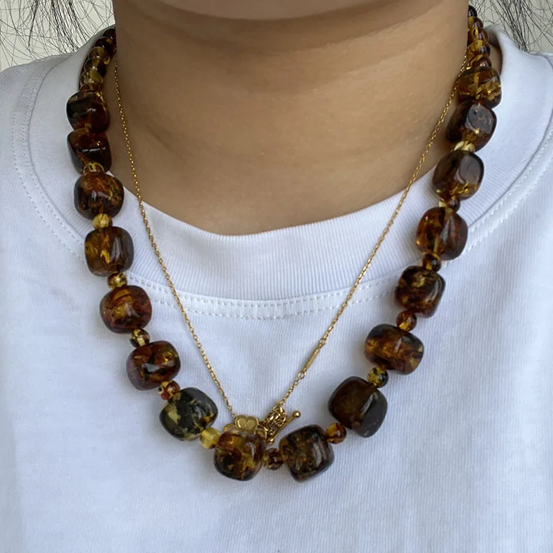S0ebcb07b62eb46d4a229126651bb8985y New Natural Amber Necklace for Women Gift Europe Baltic Floral Beads Gorgeous 100% Original Real Designer Jewelry Mallzona