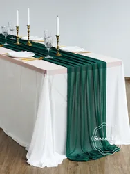 Lilac Sheer Table Runner - Elegant Rustic Wedding & Party Decor - 4.26m x 74cm (Dark Green)