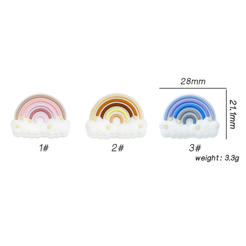 Teething Beads Silicone Rainbow Beads Teether Food-Grade Chewing DIY Nipple Chain Jewelry 1/3/10pcs