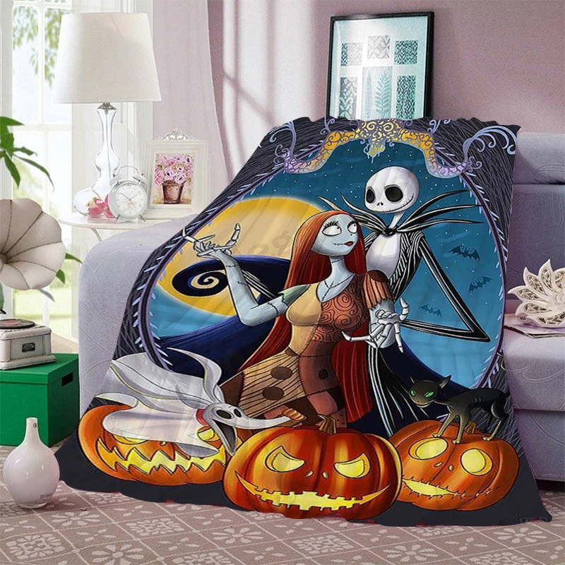 

Flannel Blanket Sofa Winter King Size B-Nightmare Before Christmas Warm Fleece Camping Fluffy Soft Blankets Microfiber Bedding