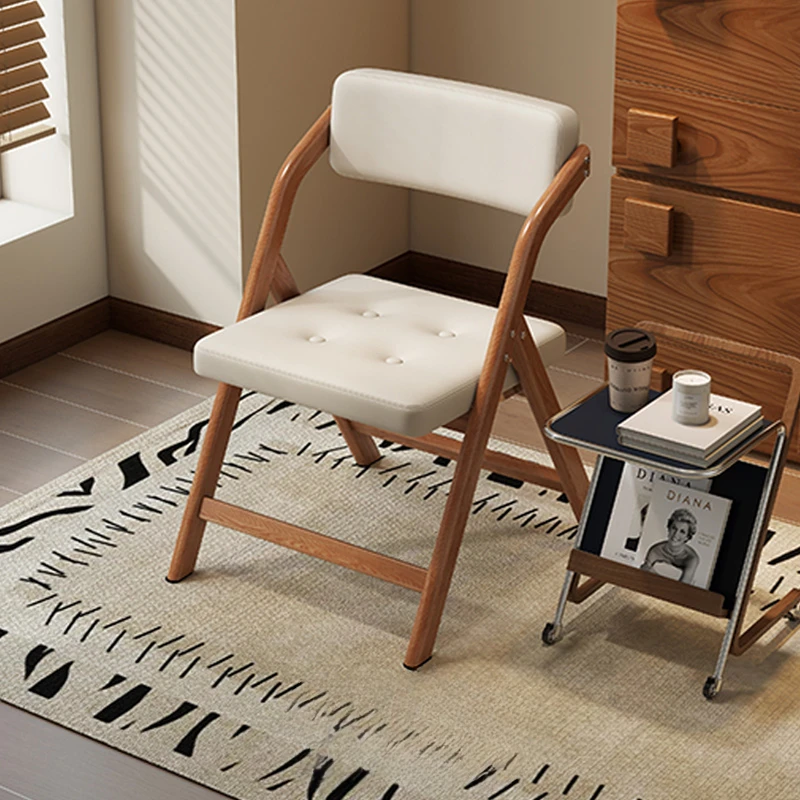 Simple Home Living Room Folding Chair Kitchen Backrest Dining Chair Furniture Space-saving Ironwork Study Office
