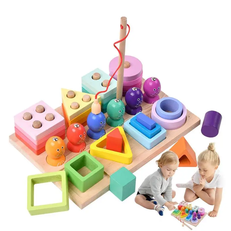 

Fishing Game and Wooden Sorting Montessori Baby Developmental Toys Toddlers Educational Shape Color Sorter Preschool Kids Gifts