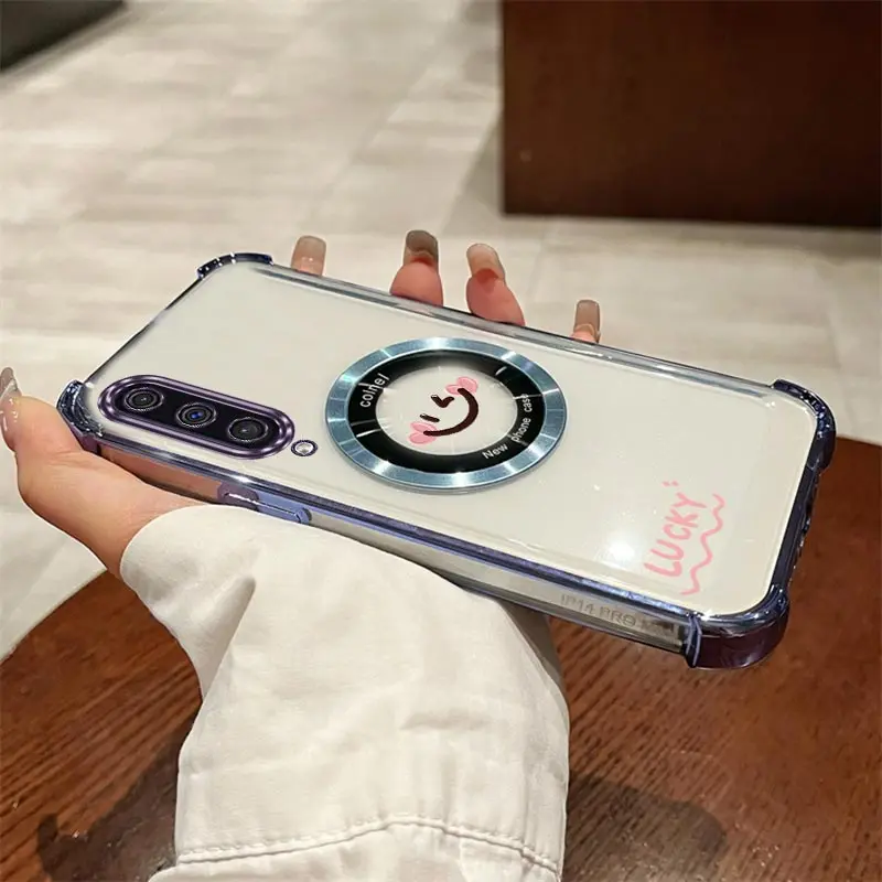 Airbag Transparent Smile Face Magnetic Phone Case Cover