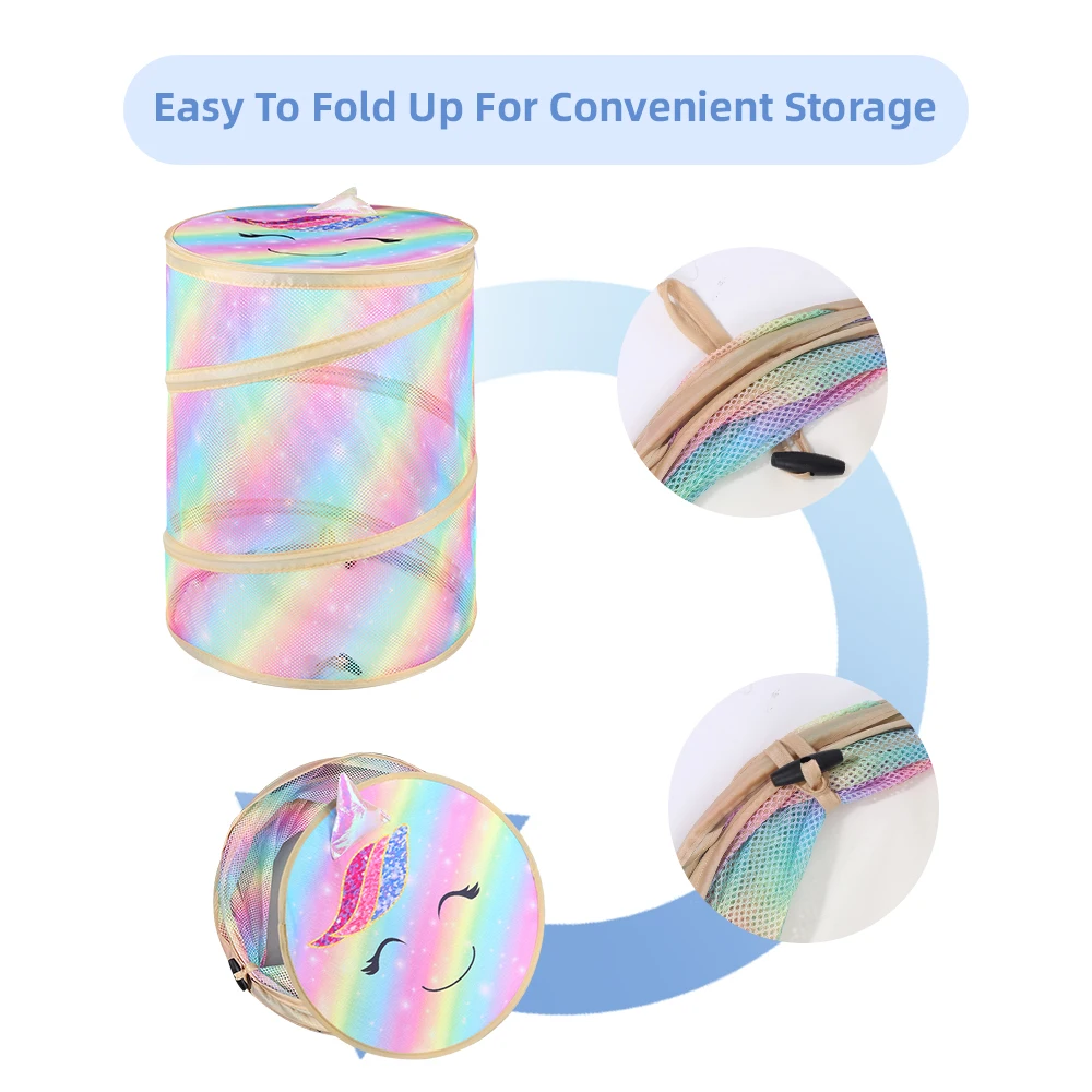 Folding Laundry Basket Doll Storage Basket Portable Laundry Large Toy Storage Organizer Fashionable Breathable