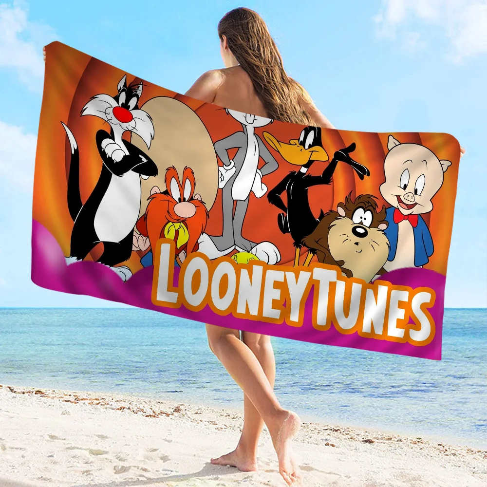 L-Looney-Tunes Beach Towel Cartoon Cute Summer Kids Large Bath Pool Beach Towel Microfiber Absorbent For Swimming Travel 3