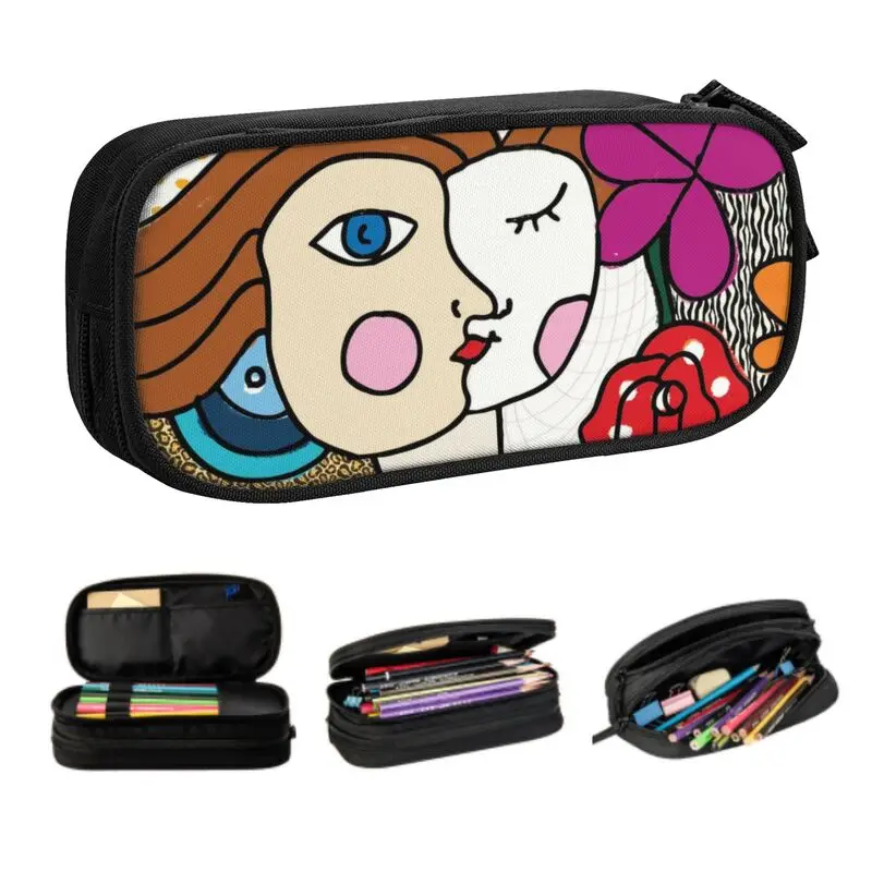 

Кавайные пеналы на заказ с Пабло Пикассо для мальчиков и девочек, большой вместимости, художественные картины кубизма, испанский пенал, канцелярские принадлежности для студентов