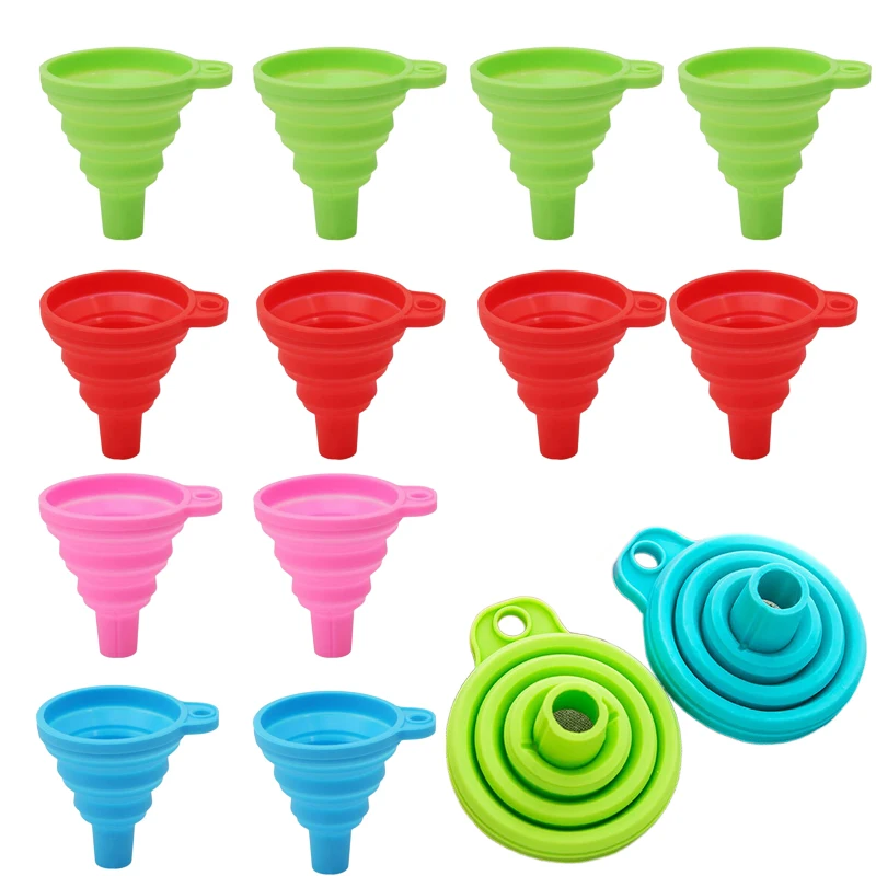 

10Pcs Portable Flexible Cosmetics Collapsible Funnels Kitchen Gadgets Tool for Water Bottle Liquids Powder Makeup Transfer