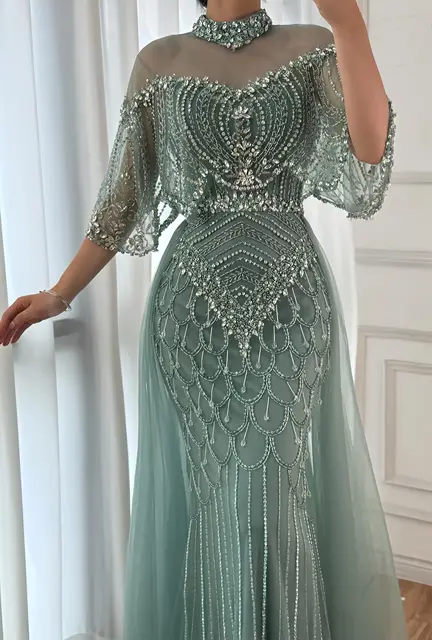 Customized High-collar mermaid detachable tail beaded luxury evening dresses dresses for special occasions Dresses gala 1