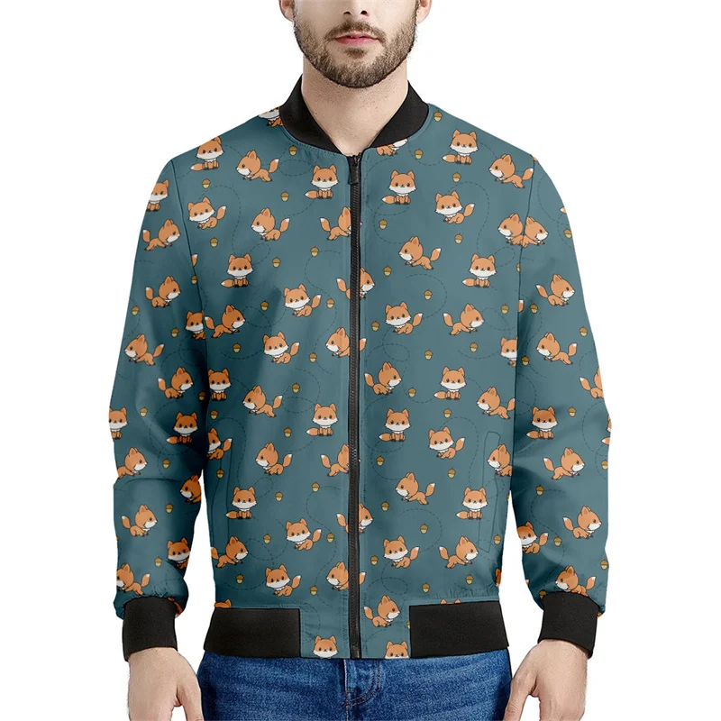 thumbnail image 1 of Bonita chaqueta con cremallera y estampado de zorro en 3D para hombre, abrigo con estampado de animales para niños, chaqueta informal de calle con cremallera, sudadera de manga larga tipo bombardero, 1 of 5