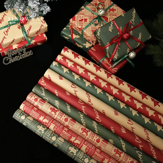 20 piezas-papel de envolver Flor de Nochebuena, 50x70cm, feliz árbol de  Navidad, impresión en inglés, Apple, Material de embalaje de regalo _ -  AliExpress Mobile