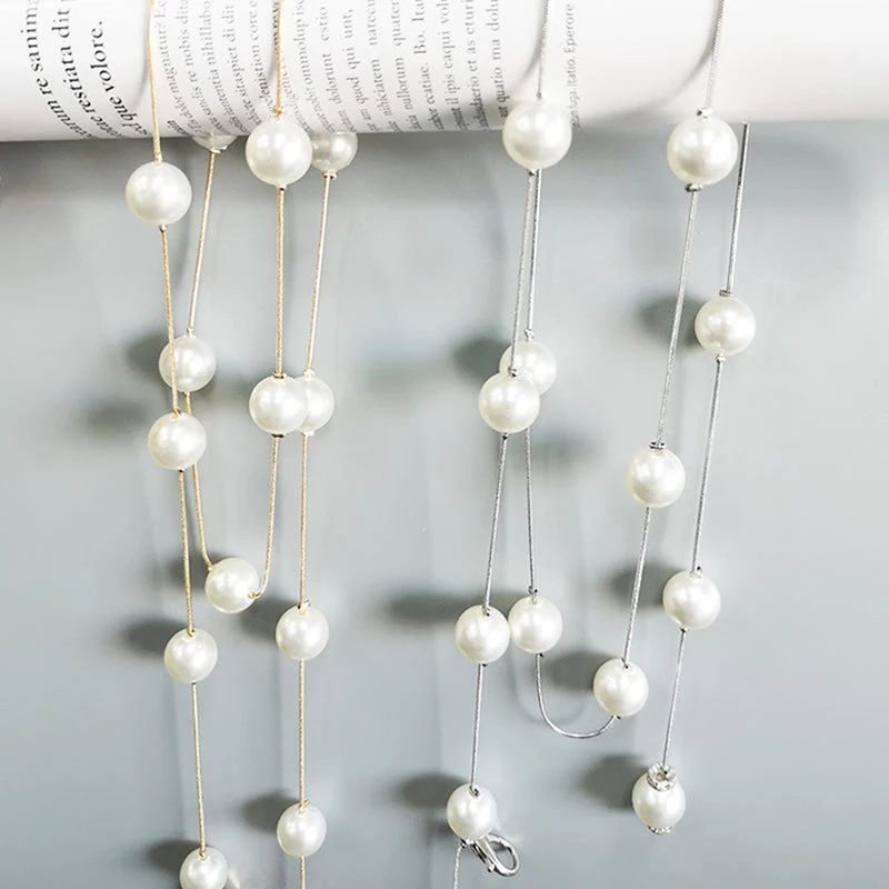 Eleganter Perlen Damen gürtel einfacher verstellbarer dünner Metall ketten gürtel für Damen kleid dünner Bund dekorativer Schmuck – Detail 3
