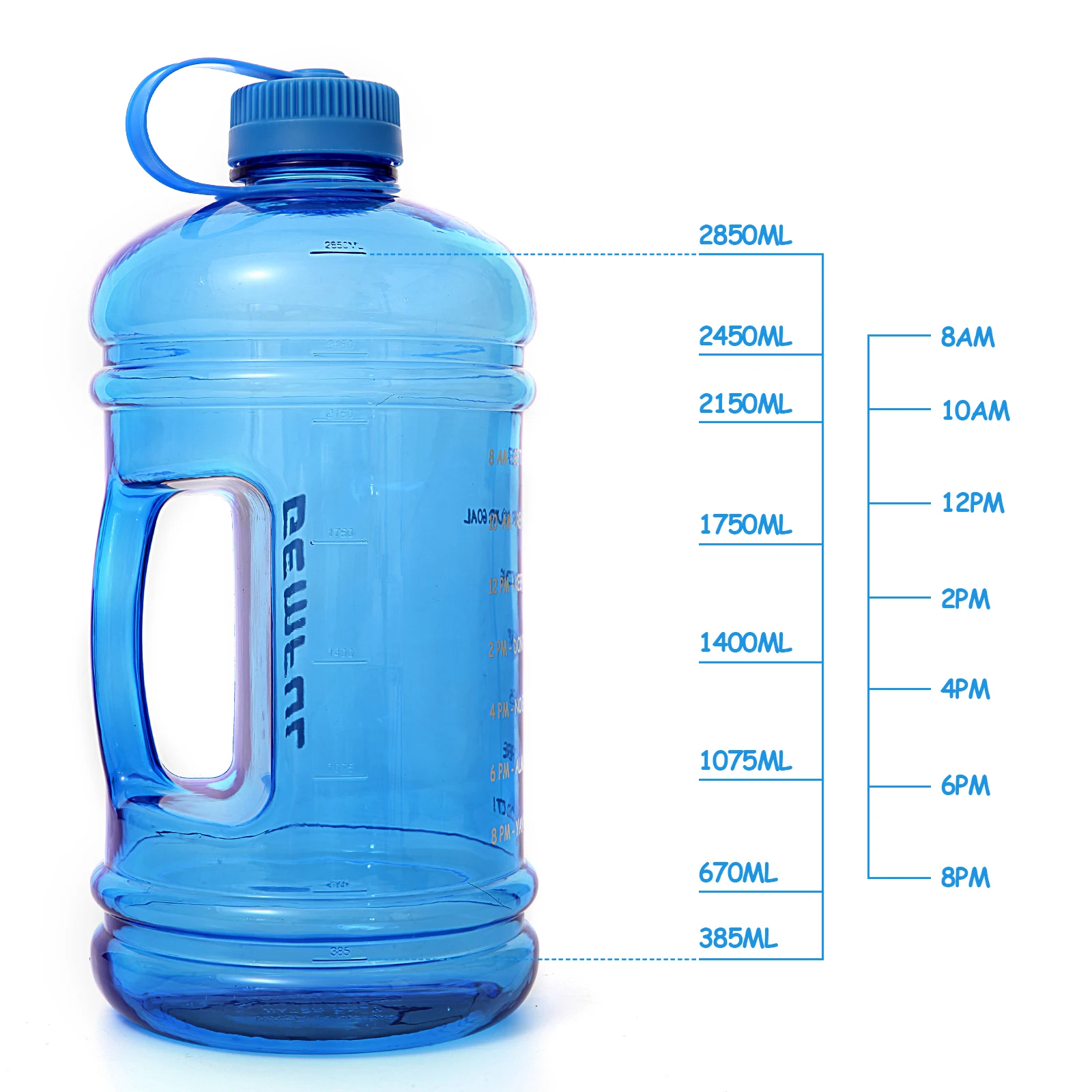 GEMFUL Large Water Bottle Motivational 3L - BPA Free Big Jug for Men Women