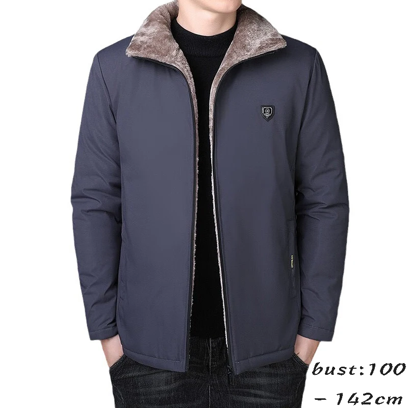 

high quality winter jacket and coat for men zipper plush lining big size new 2023 causal outerwear clothing - black grey