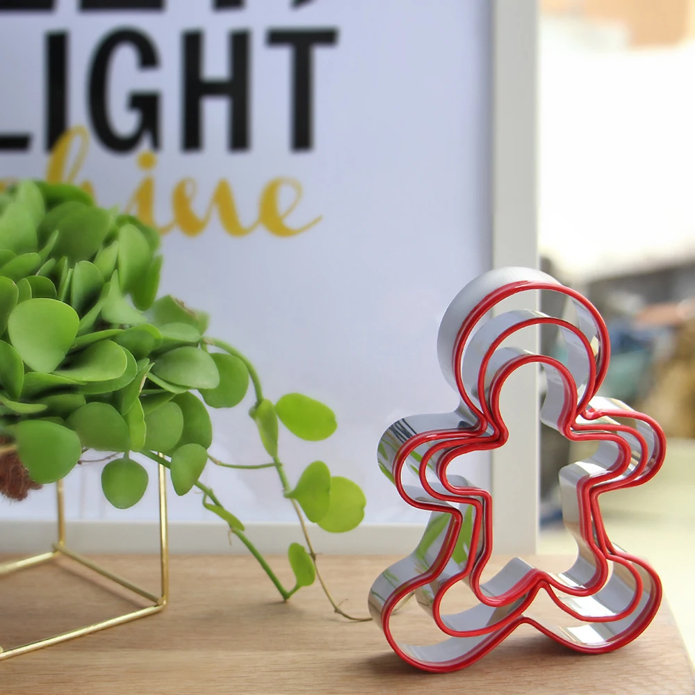 Set(3pcs) Creative Stainless Steel Gingerbread Man Christmas Biscuit Mold Fruit Cutting Mold Kitchen Baking Tool cookie cutter baking mold cookie mould baking decorating tools