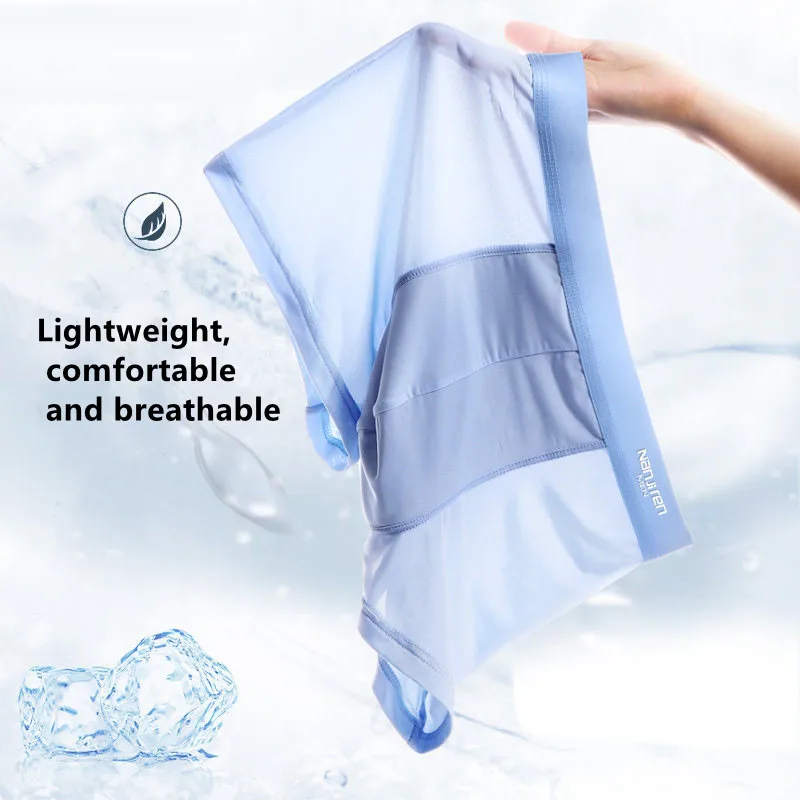 4-Pack Men's Boxer Shorts Graphene Antibacterial Ice Silk Seamless Breathable Men's Briefs L-5XL