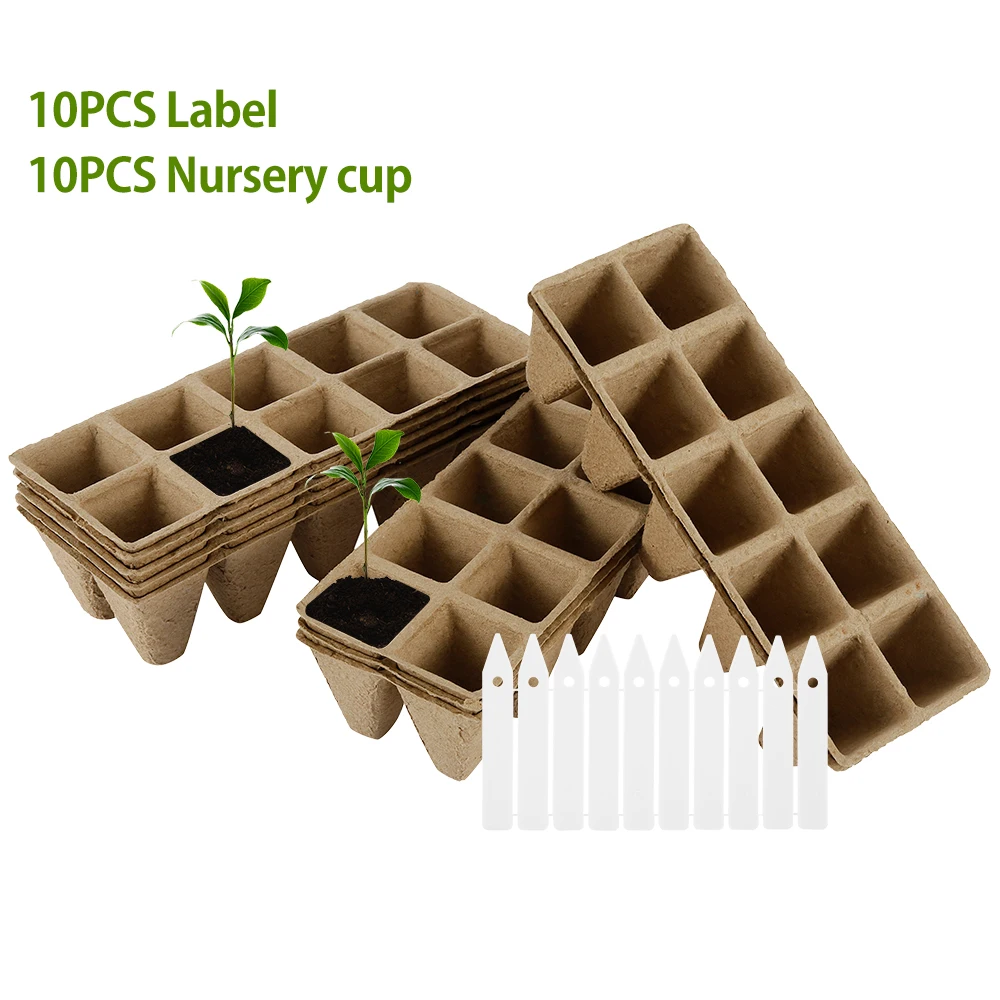 10Pcs 10 Grids Peat Pots Seed Starter Peat Pots Biodegradable Sprouting Seedling Trays For Indoor And Outdoor Plants Gardening seed starter tray seedling tray