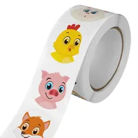 500Pcs/Roll Cartoon Animal Reward Stickers 2.5cm/1.0in Diy Decor Perfect For Learning Games Notebook Pad Fridge Gift Seal Labels 4