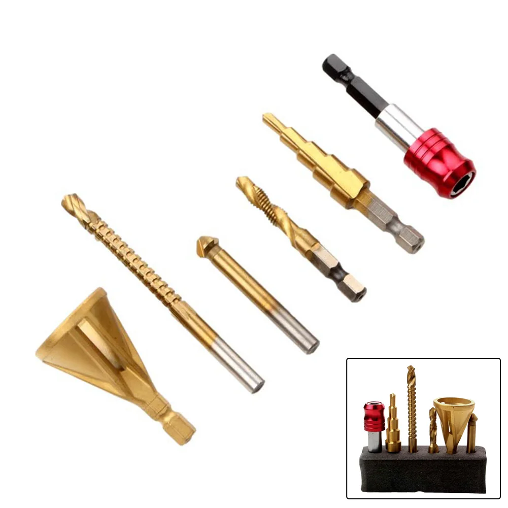 

Power Tools Drill Bit 3 Flute Countersink Step Extension Rod High Speed Steel Hole Cutter Quick Release Brand New