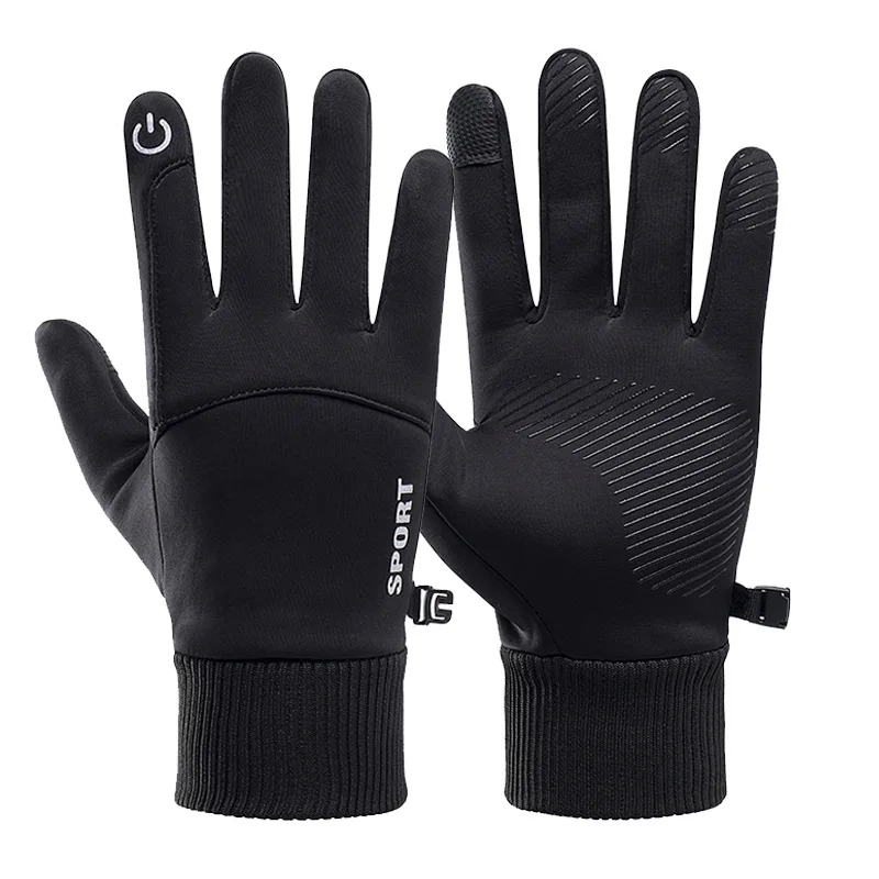 

Men Winter Outdoor Sports Cycling Gloves Waterproof Running Motorcycle Ski Touch Screen Fleece Gloves Non-slip Warm Full Fingers