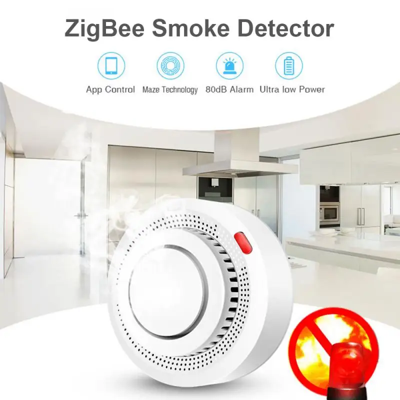 Tuya Zigbee Smart Smoke Detector Alarm Fire Protection Smoke Detector Smokehouse Combination Fire Alarm Home Security System