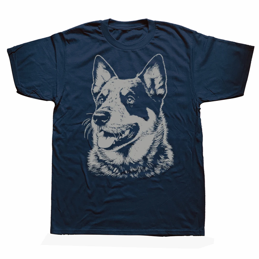Lustiges australisches Hund-T-Shirt mit blauem Heeler-Motiv, grafisches T-Shirt für Herren und Damen, modisches, lässiges T-Shirt aus 100 % Baumwolle, lockeres, übergroßes T-Shirt