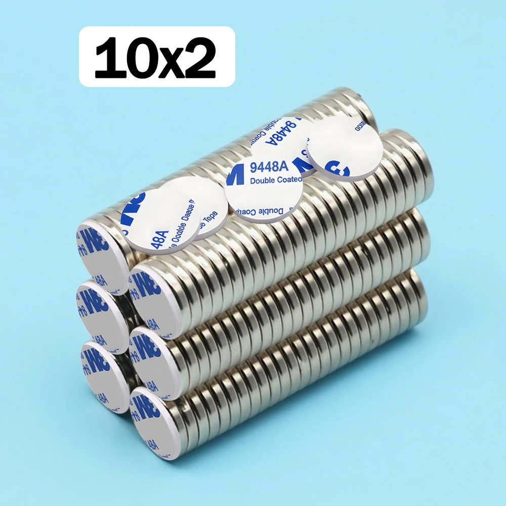 Ultra-Strong Neodymium Magnet with Adhesive Backing - Round N35 Permanent Magnet