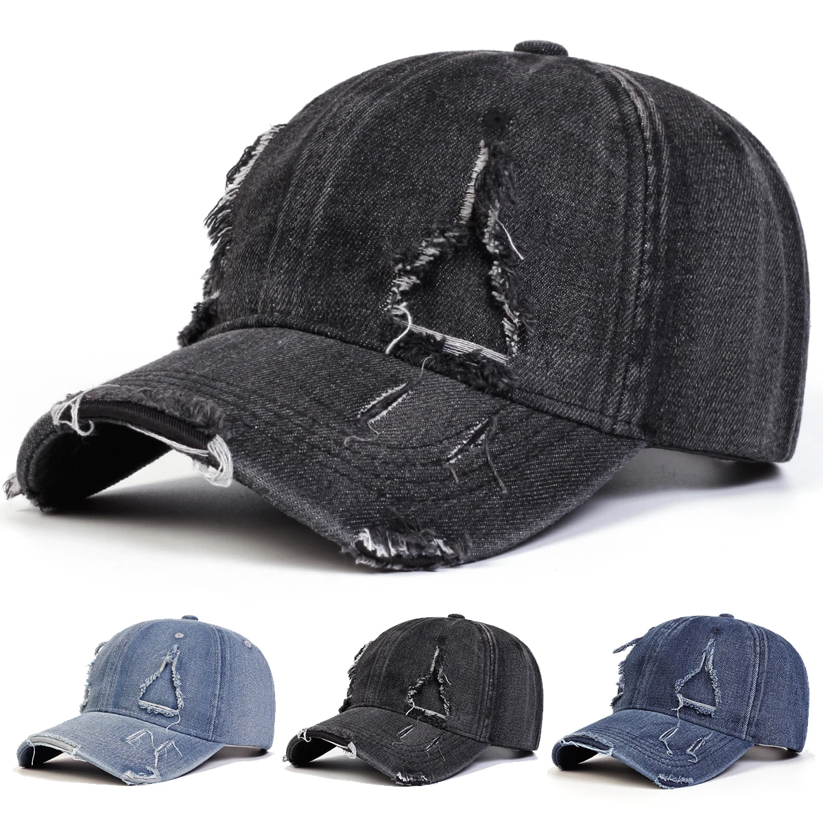 Unisex Dreieckige Lochmuster-Cowboy-Baseballkappen Frühling Herbst Outdoor Sonnenschutz-Hut Verstellbare Lässige Trucker-Mützen – Detail 1