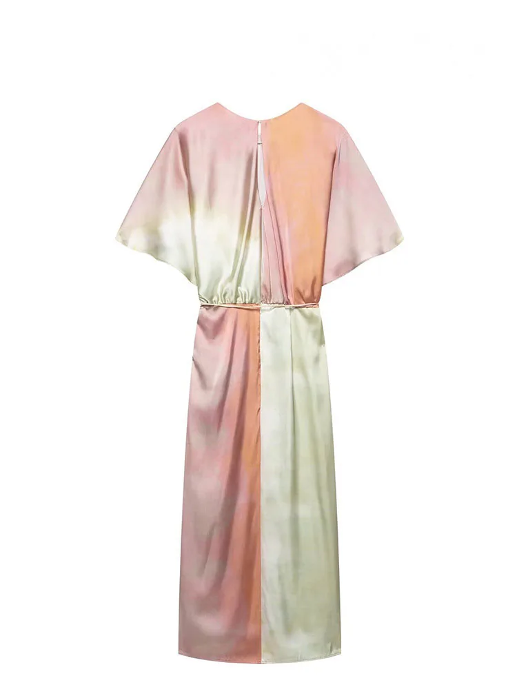 knee length dresses for ladies Tie-Dye V-Neck Short Sleeve Midi Tee Dress (2 colors available)  Sweet  Southern Gals