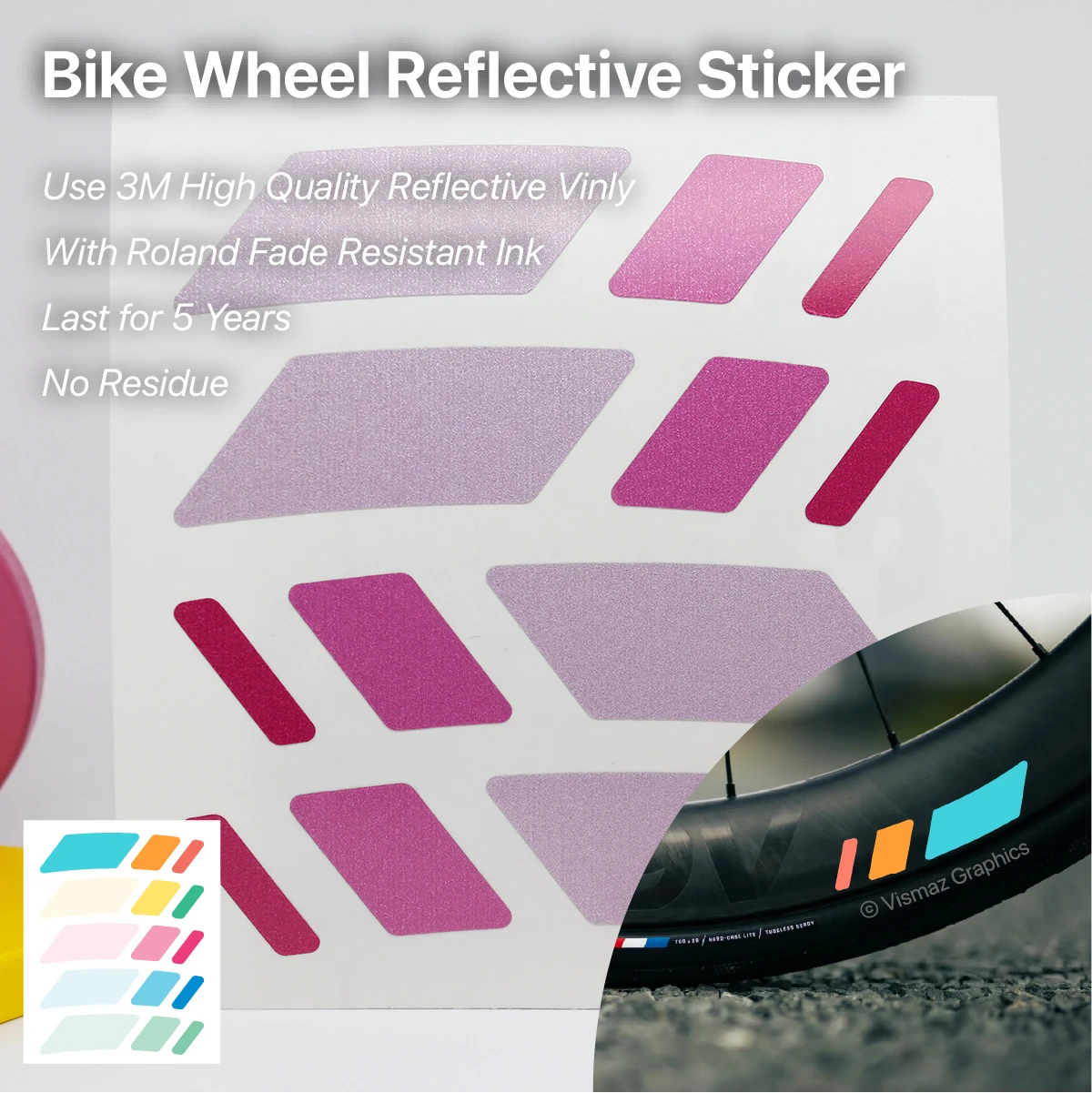 Vismaz Road Bike MTB Wheel Reflective Sticker Set Rim Decals Cycling ...