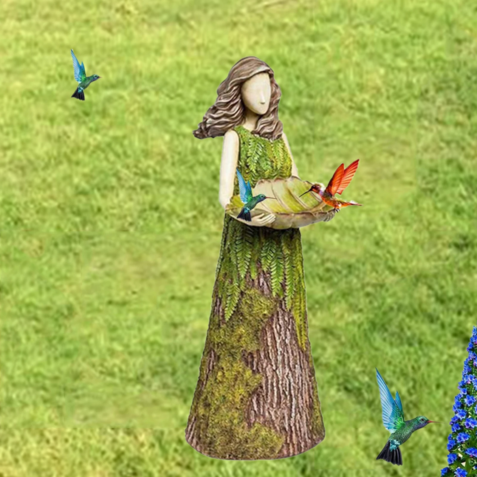 

Sherwood Fern Fairy Statuary with Bird Feeder Ornaments Garden Statues 30 x 10cm
