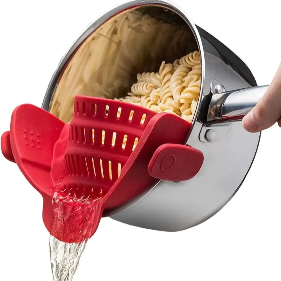 Silicone Kitchen Strainer Adjustable Clip-On Pot & Pans Drainer Colander Pasta Noodle Vegetable Fruit Strainer Kitchen Gadgets