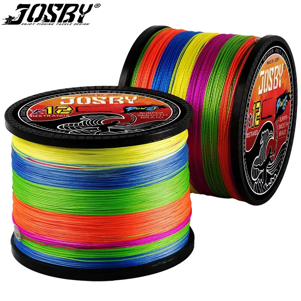 

JOSBY 300/500/1000/100M 12 Strands New PE Braided Wire Multifilament Super Strong Smooth Carp Fly Fishing Line Japan Multicolour