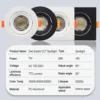 2pcs Recessed LED Spot Downlight Dial Swich CCT 3 Color Adjusted Ceiling Light AC 120V 220V 3000K 4000K 6500K Indoor Lighting 4