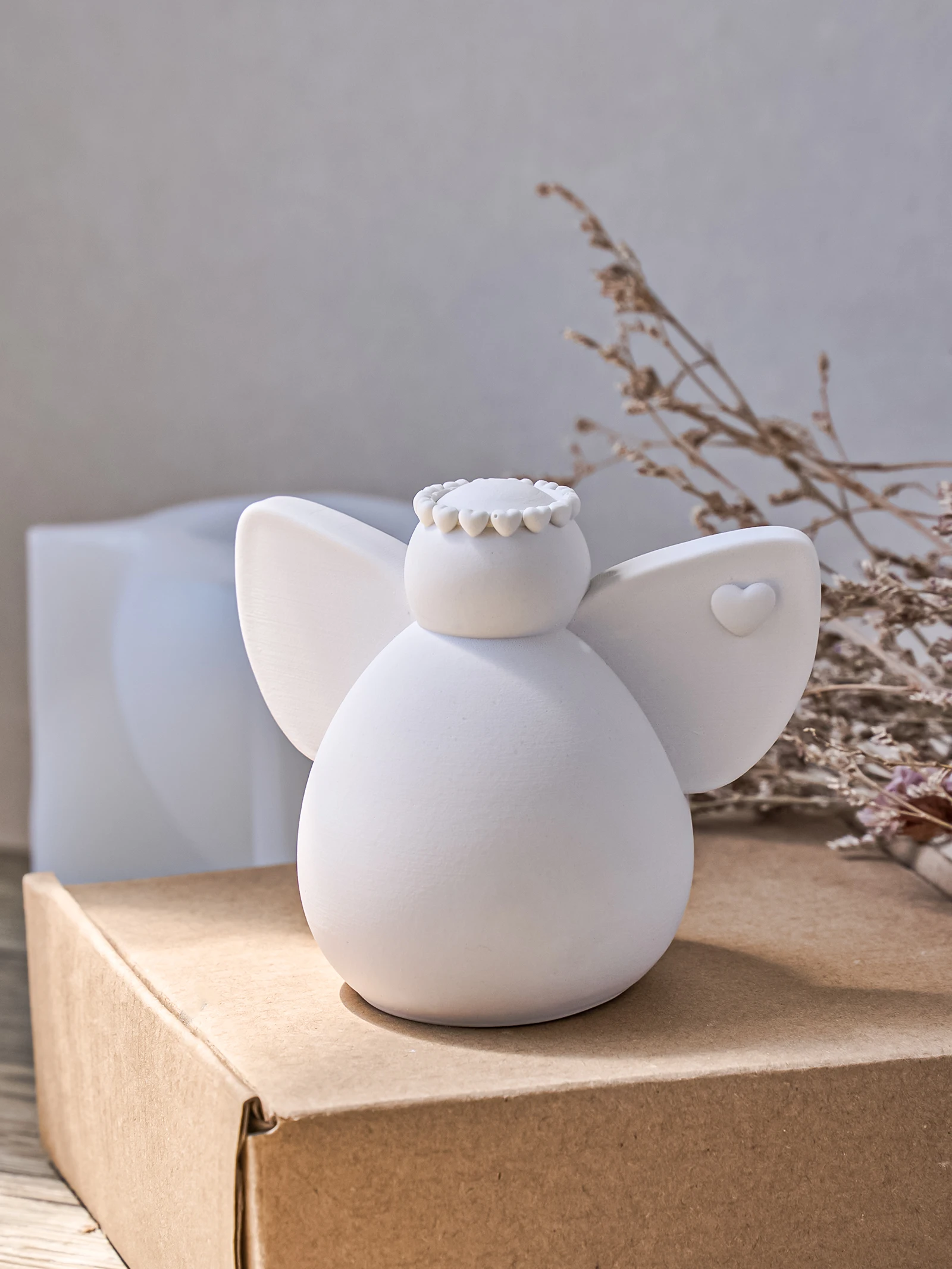 귀여운 천사 실리콘 몰드 DIY 크리스마스 화환을 쓴 천사 양초 비누 몰드 레진 석고 공예 몰드 홈 데코 크리스마스 선물