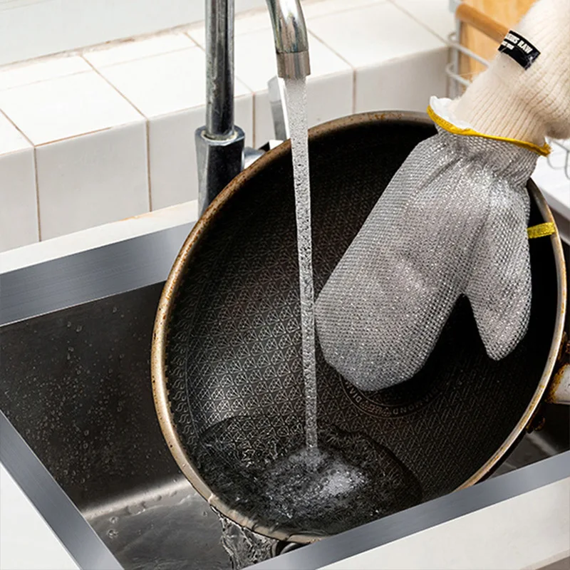 Housework Cleaning Gloves Steel Wire Ball Dishwashing Waterproof Brush Oil Bowl Artifact