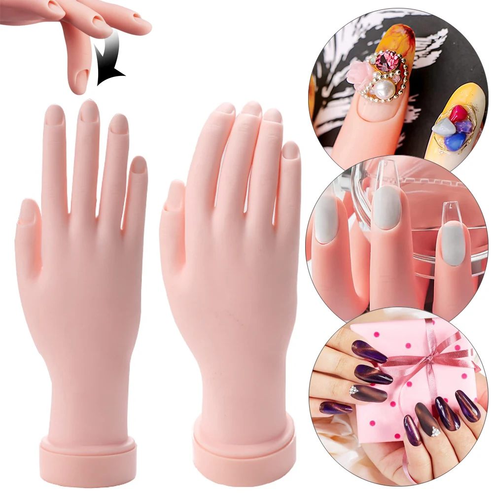 Nail Trainning Practice Hand With 100 Pcs Nails Flexible Movable False Fake  Hands For Acrylic Nail Manicure Diy Print Practice - Manicure Tools -  AliExpress
