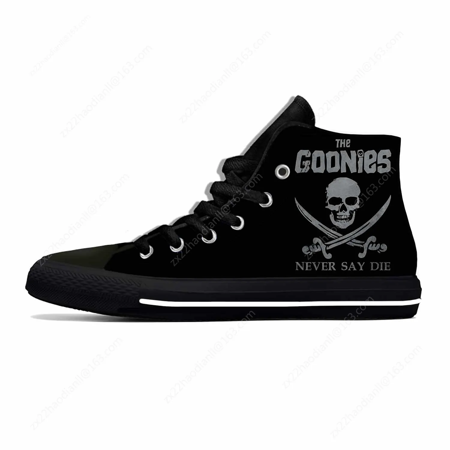 Cartoon Goonies Never Say Die Skull Pirate Rock Casual Cloth Shoes High Top Lightweight Breathable 3D Print Men Women Sneakers